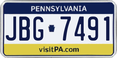 PA license plate JBG7491