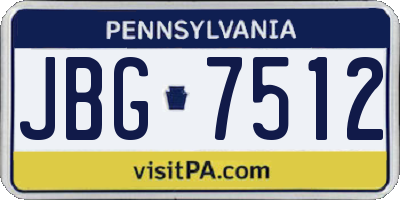 PA license plate JBG7512