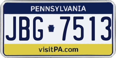 PA license plate JBG7513