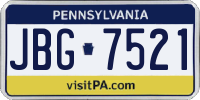 PA license plate JBG7521