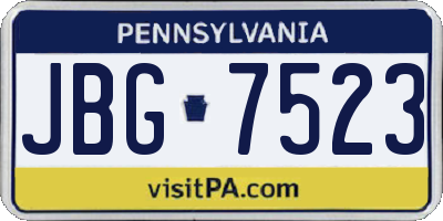 PA license plate JBG7523