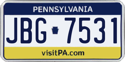 PA license plate JBG7531