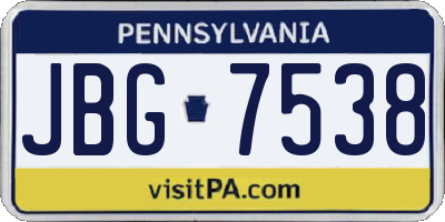 PA license plate JBG7538