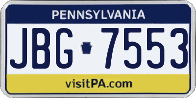 PA license plate JBG7553