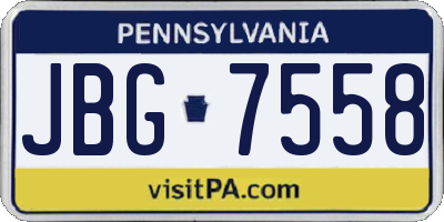 PA license plate JBG7558