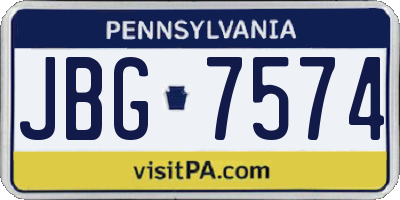 PA license plate JBG7574
