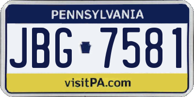PA license plate JBG7581