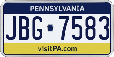 PA license plate JBG7583