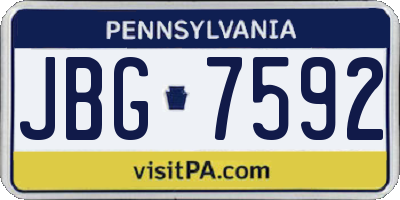 PA license plate JBG7592