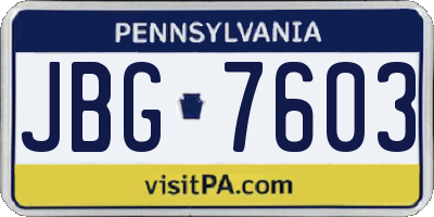 PA license plate JBG7603