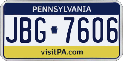 PA license plate JBG7606