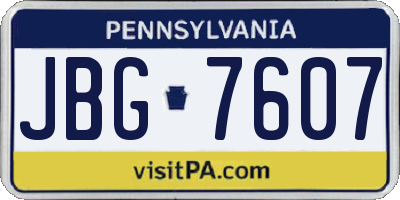 PA license plate JBG7607