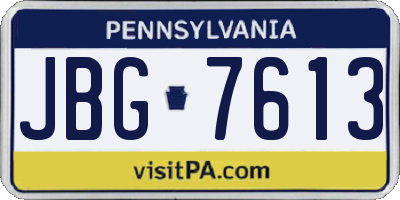 PA license plate JBG7613