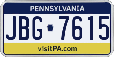 PA license plate JBG7615