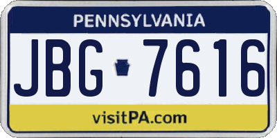 PA license plate JBG7616