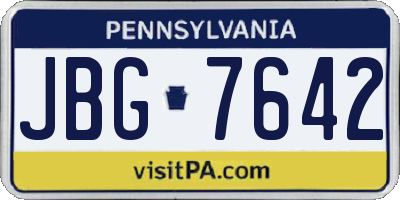 PA license plate JBG7642