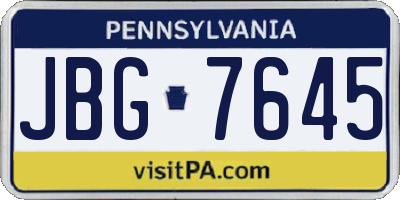 PA license plate JBG7645