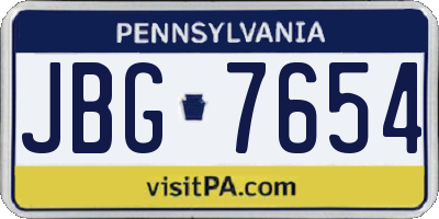 PA license plate JBG7654
