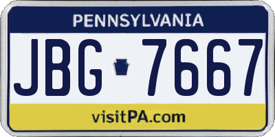 PA license plate JBG7667