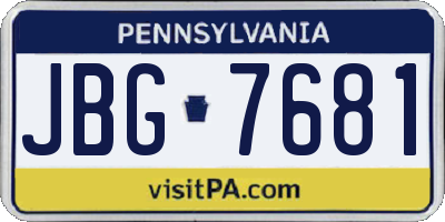 PA license plate JBG7681