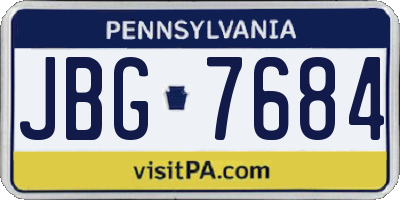 PA license plate JBG7684