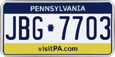 PA license plate JBG7703