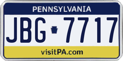 PA license plate JBG7717