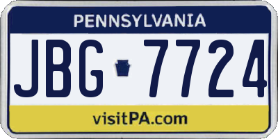PA license plate JBG7724