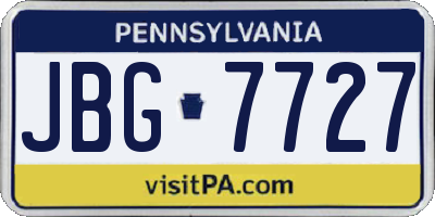 PA license plate JBG7727