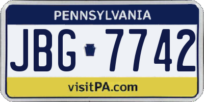 PA license plate JBG7742