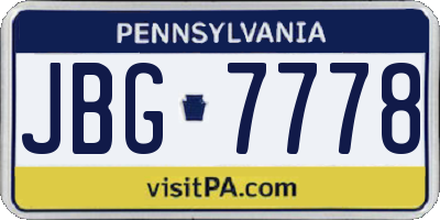 PA license plate JBG7778