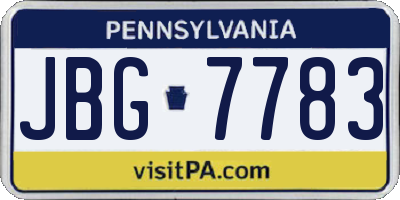 PA license plate JBG7783