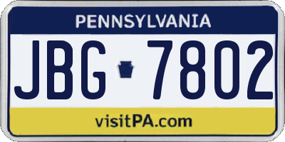 PA license plate JBG7802