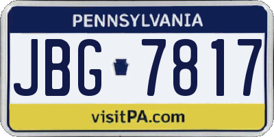PA license plate JBG7817