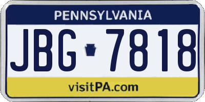PA license plate JBG7818
