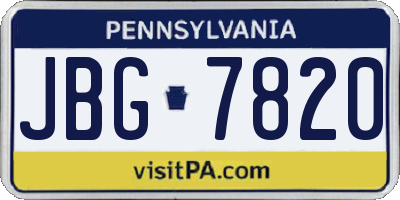 PA license plate JBG7820