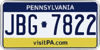 PA license plate JBG7822