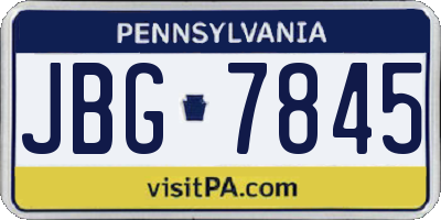 PA license plate JBG7845