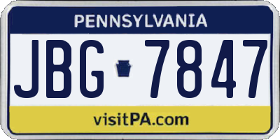 PA license plate JBG7847