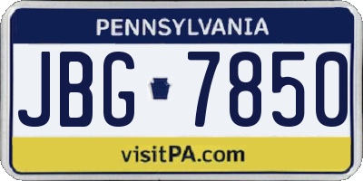 PA license plate JBG7850