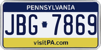 PA license plate JBG7869