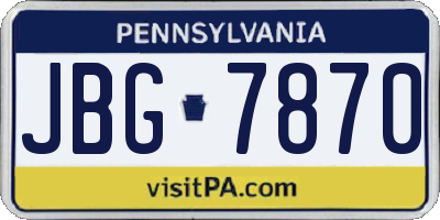 PA license plate JBG7870