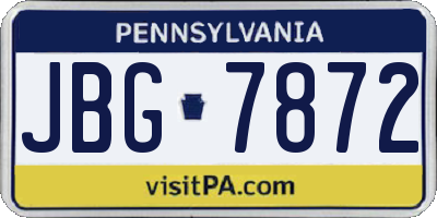 PA license plate JBG7872