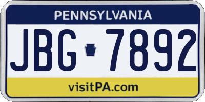 PA license plate JBG7892