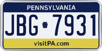 PA license plate JBG7931