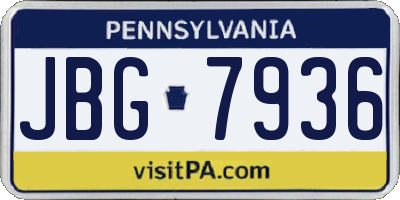 PA license plate JBG7936