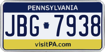 PA license plate JBG7938
