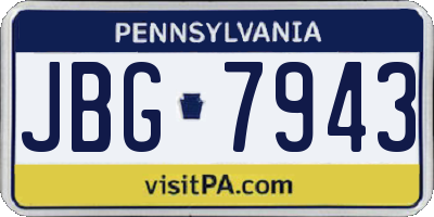 PA license plate JBG7943