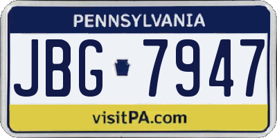 PA license plate JBG7947