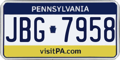 PA license plate JBG7958
